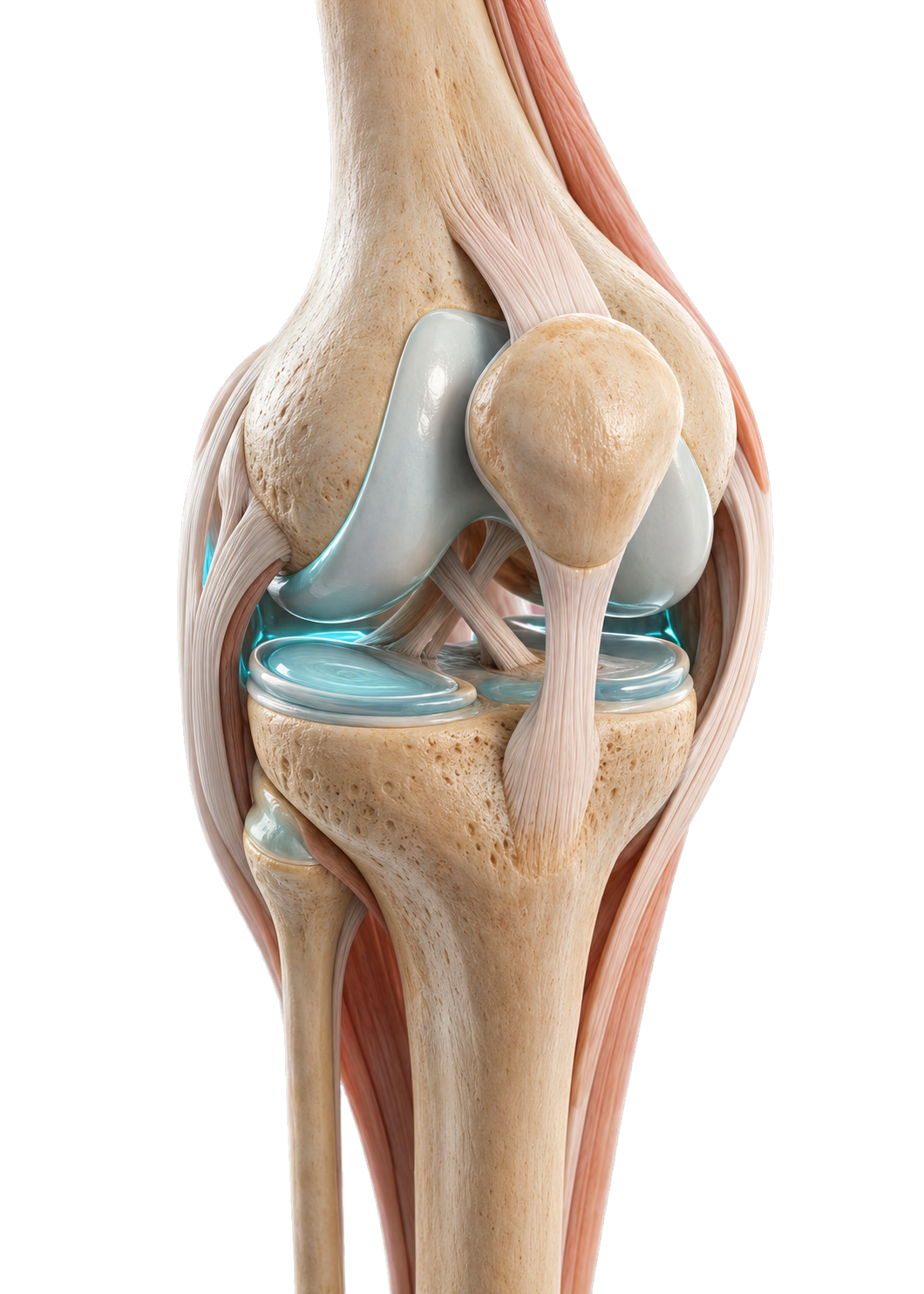Five-part knee joint illustration